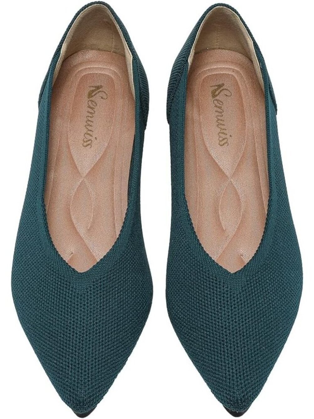 Women's Green Mesh Comfortable Pointed Toe Leopard Casual Ballet Flat Shoes